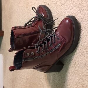 Women's Burgundy Forever 21 Lace-Up Ankle Boots